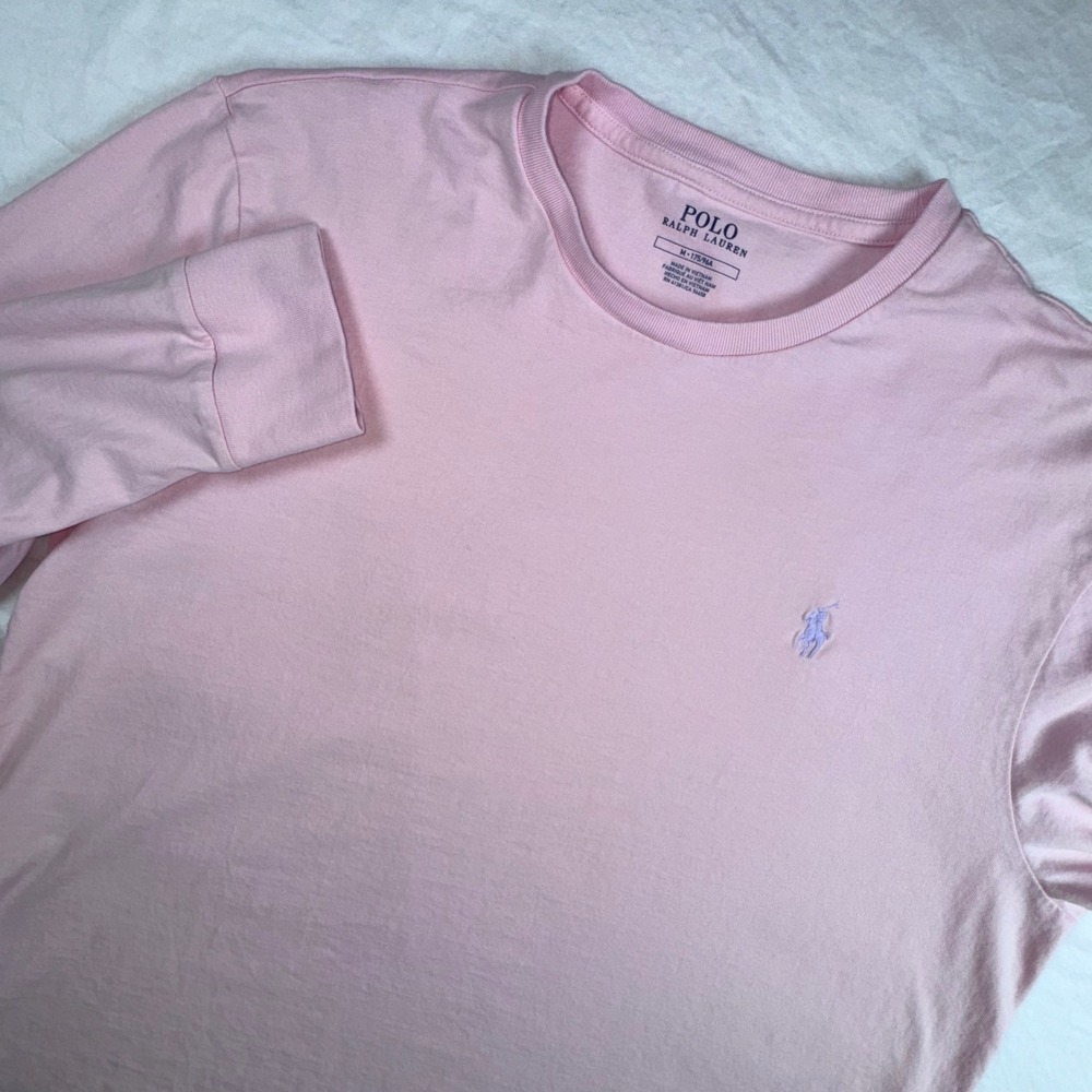 Polo Ralph Lauren Long Sleeve T-Shirt Women M Pink Crew Neck Pony Logo Cotton